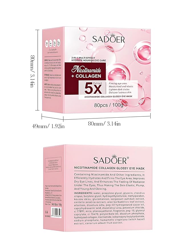 Under Eye Patches for Dark Circles - 80 PCS Eye Mask with Niacinamide, Collagen & Natural Extracts to Reduce Bags, Wrinkles, Fine Lines & Puffiness for Firmer, Elastic, Glowing Skin.