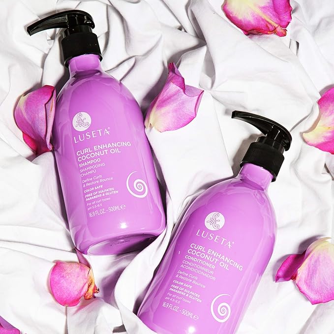 Luseta Curl Enhancing Coconut Oil Shampoo for Dry Damaged Hair, Restore Bounce & Define Curls, 33.8Oz, Prevent Breakage