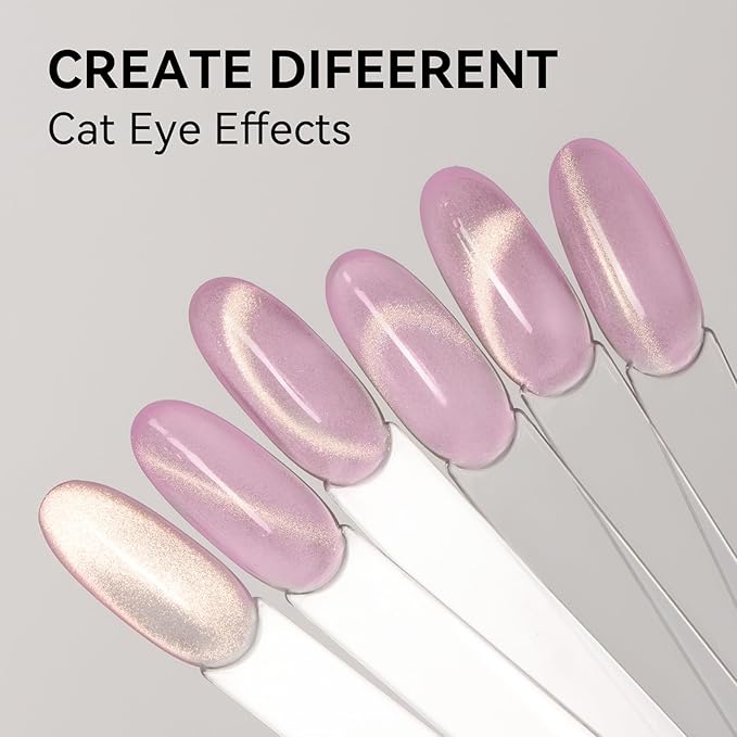 MAYCHAO 15ML Golden Amethyst Cat Eye Gel Nail Polish 1Pc Velvet Mirage Cat Eye Gel Polish Soak off Holographic Magnetic Nail Polish for Nail Art Manicure Salon DIY at Home, 0.5 OZ