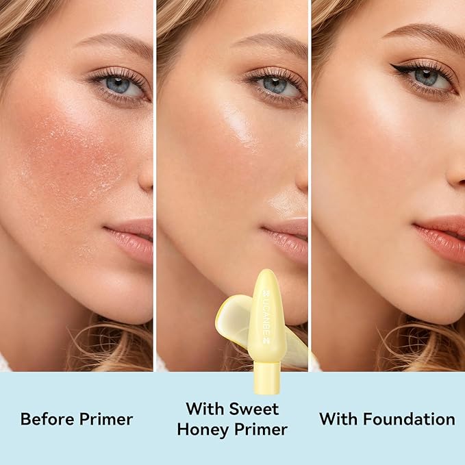 UCANBE Honey Hydro-Grip Primer, Jelly Grip Makeup Base for Dry & Sensitive Skin - Hydrating Gel Gripping Face Primer with Golden Chamomile & Vitamin E to Soothe Redness & Lock in Makeup, Dewy Finish