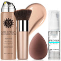 AirBrush Foundation Spray With Primer and Brush, Silky Mist Foundation Spray Makeup, Full Coverage Foundation for Smooth Radiant Finish, Formula Breathable Lightweight Hydrating (#1 Sunscreen Natural)