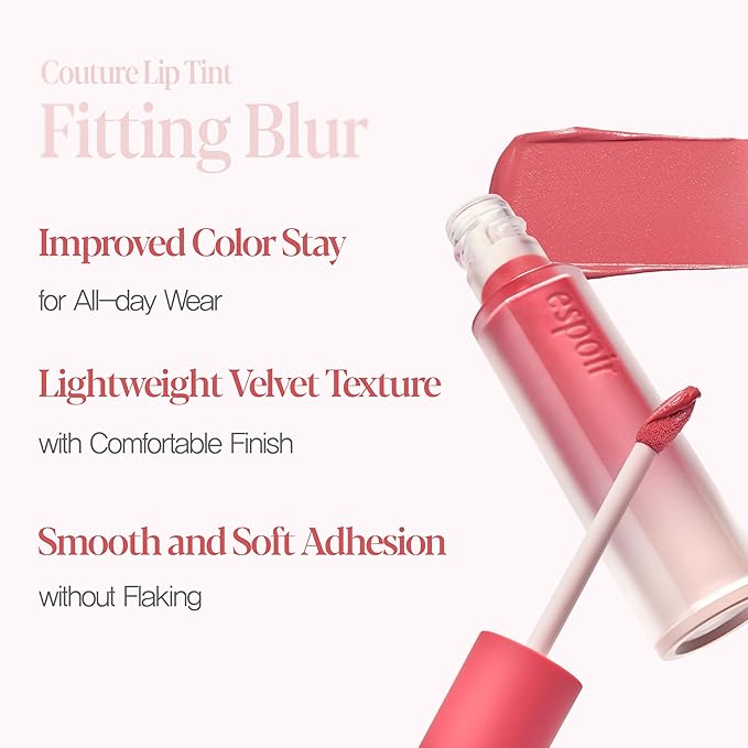 Espoir Couture Lip Tint Fitting Blur #2 Nouga | Smudge-Proof Fixing Lip Stain, Soft & Creamy Texture without Flaking, Lightweight and Comfortable Matte Finish, Korean Makeup, Vegan, 0.14 oz