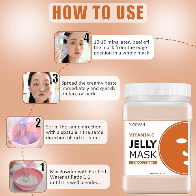 YMEYFAN Jelly Mask for Facials Professional - Vitamin C Jelly Mask Powder, Even Face Skin Care for Facial Vajacial Peel Off Mask, Esthetician Supplies, Natural Ingredients Unscent