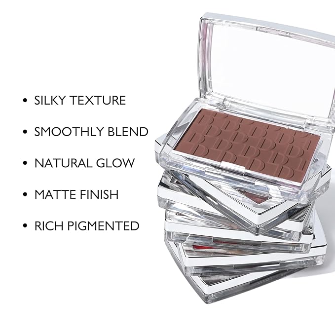 KYDA Powder Blush, Radiant Glow Face Blush, Buildable Matte Cheeks Color, Ultra-fine Lightweight Powder Blusher, Lasting Moisturizing, Mahogany