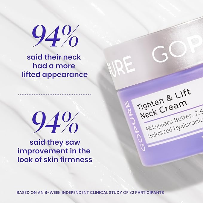 goPure Tighten & Lift Neck & Chest Moisturizer Cream for Visibly Firming, Tightening and Lifting the Look of Wrinkles & Crepey Skin, 1.7oz