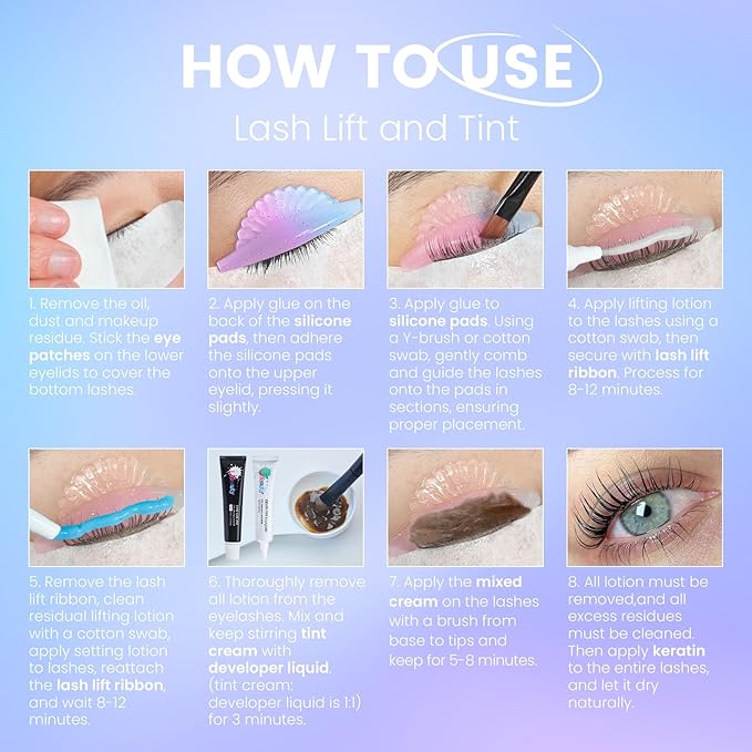 Libeauty Lash Lift and Black Color Kit, 4 in 1 Eyelash Perm and Brow Lamination Set, Professional Eye Lash Lifting Tool with 15ml Black Coloring Cream, Upgraded Lash Glue Balm for Easy DIY Home Use
