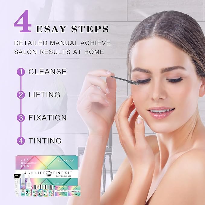 Lash Lift and Black Kit, Professional Brow Lamination and Black Kit, 4 In 1 Eyelash & Eyebrow Perm Kit, Quick Lifting & Voluminous Coloring, Easy to Use at Home Diy & Salon (Green)