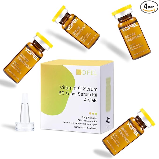Vitamin C Serum for Face Hyaluronic Acid Serum Anti Aging Moisturizer 0.35 oz 4 Vials Facial Serums (4pc new vc kit)