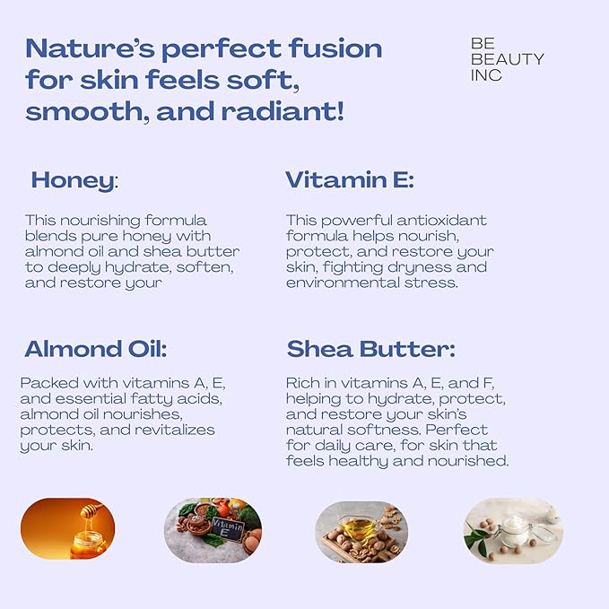 BeBeauty Mint Honey Regeneration Body Cream Hydrating & Nourishing Body Lotion for Smooth, Soft, Revitalized Skin 16 oz