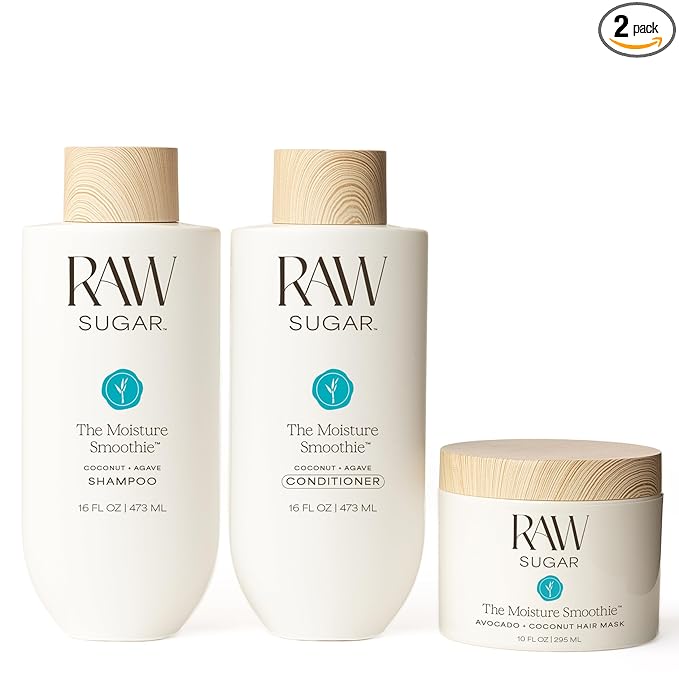 Raw Sugar The Moisture Smoothie Bundle - Shampoo, Conditioner & Hair Mask, Hair Care for Dry Damaged Hair, Formulated without SLS/SLES & Parabens