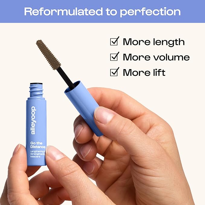 Alleyoop Tubing Mascara Brown – Lengthening Mascara Tubing Formula, Smudge Proof for Sensitive Eyes, Clean Vegan Lash Definition, Biotin Peptide Infused, Mini 4 mL
