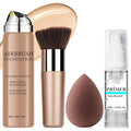 AirBrush Foundation Spray With Primer and Brush, Silky Mist Foundation Spray Makeup, Full Coverage Foundation for Smooth Radiant Finish, Formula Breathable Lightweight Hydrating(#3 Nude)