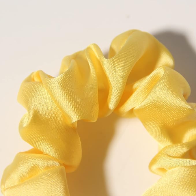 3PCS Hair Scarf Scruncheis for Women Knotted Bow Hair Ties Elastic Bands Satin Hair Ribbon Scrunchy Red Ponytail Holder for Women and Girls (Yellow Lilac Pink)