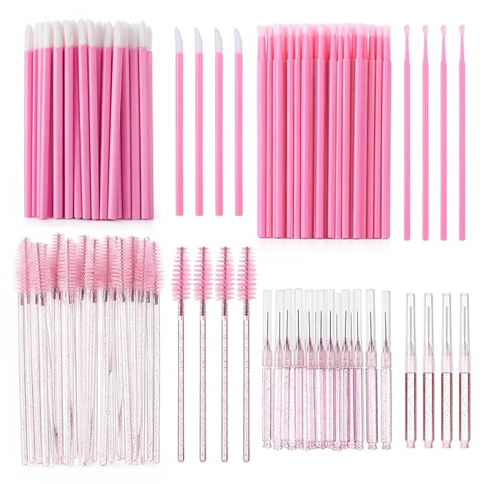 230 Pcs Micro Eyebrow Lash Spoolies Set Lash Lift Kit Eyelash Extension Supplies Pink Brow Lamination Supplies Disposable Eyebrow Spoolies Brush Lip Applicators Micro Swab Brush for Eyelash Extension
