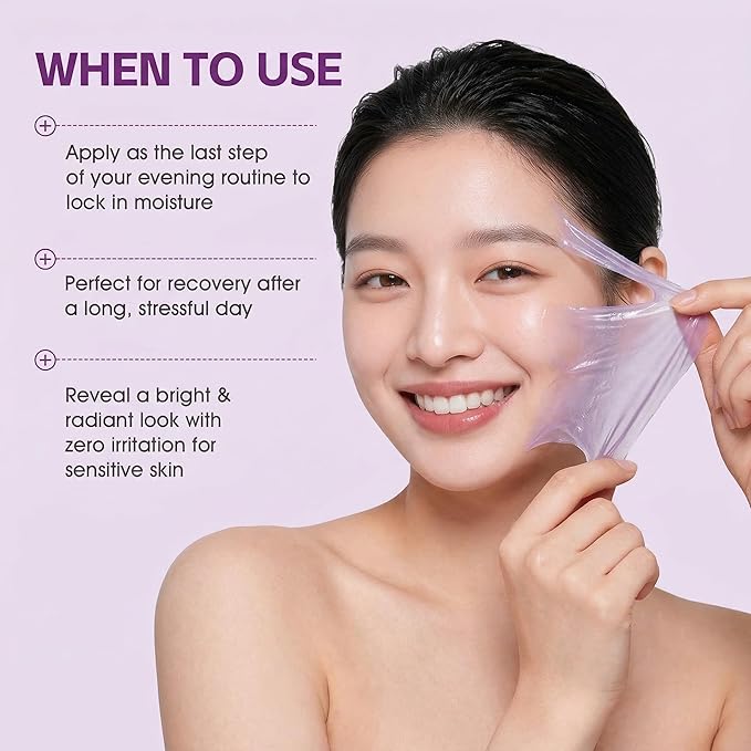 Collagen Night Wrapping Mask - Overnight Peel Off Face Mask for Firming and Pore Tightening, Facials Professional, Hydrating Brightening, Korean Skin Care, 3.5 fl.oz