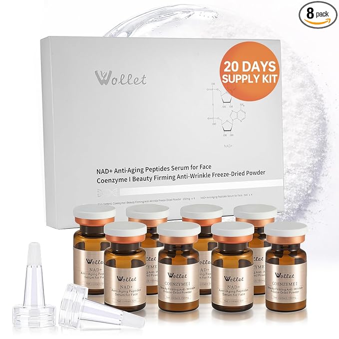 NAD+ Anti-Aging Peptides Serum – Fresh Activation, NAD+ & Collagen Peptides for Wrinkle Repair & Firming, Hydration & Brightening Without Microneedling, 20-days Supply for All Skin Types
