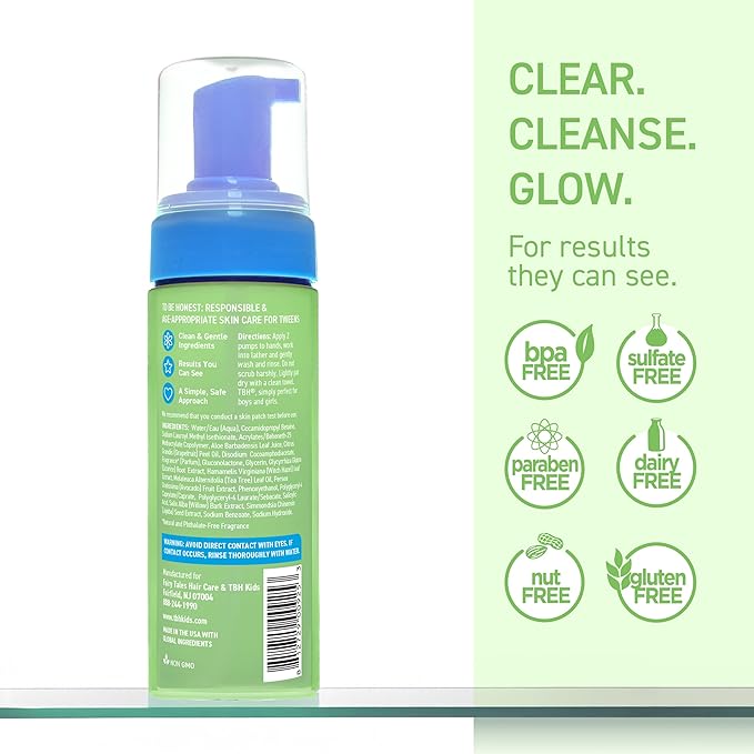 TBH Kids Spot Foam Face Wash – Gentle Daily Cleanser for Preteens & Teens – Salicylic Acid & Willow Bark for Oily & Sensitive Skin – Sulfate & Paraben-Free – 5.5 oz (Pack of 2)