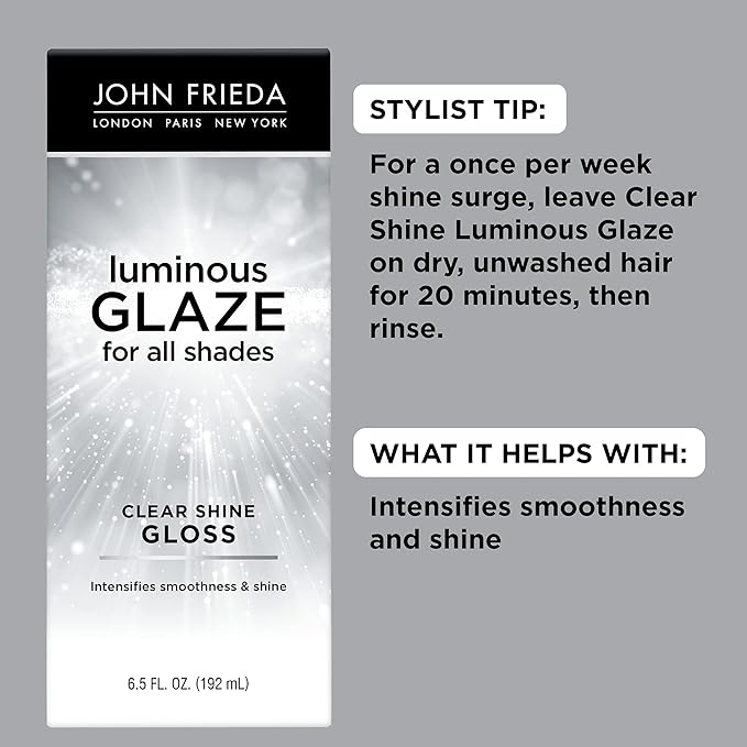 John Frieda Luminous Glaze Clear Shine Gloss, Anti-Fade, Color Enriching Gloss, Safe for Color Treated Hair, 6.5 Ounces