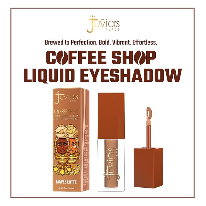 Juvia's Place Coffee Shop Liquid Eyeshadow - Maple Latte - Matte Finish for Rich, Long-Lasting Color, Waterproof, and Smooth Texture - Buildable and Vibrant - Ideal for All Skin Tones - 0.08 fl oz