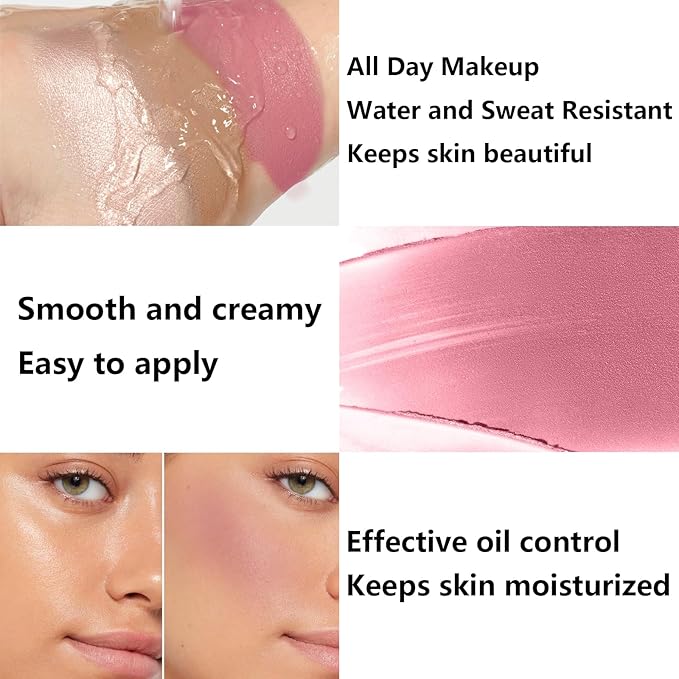 3Pcs Cream Contour Stick Makeup Kit, Shades with Highlighter, Blush and Bronzer Contour Stick for Sculpt the Cheeks, Long Lasting, Waterproof, Matte & Dewy Finish (F)