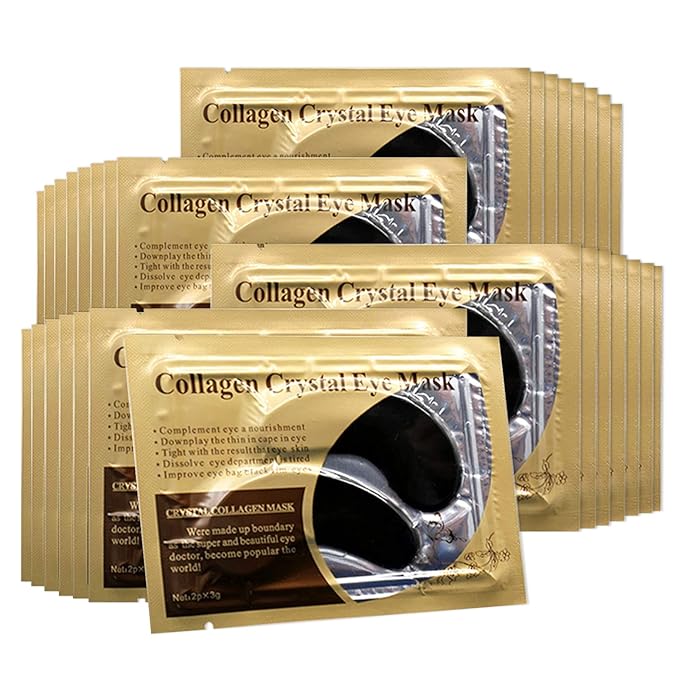 30 Pairs Gel Collagen Eye Pads,Crystal Collagen Under Eye Mask for Moisturizing,Reducing Fine Lines&Dark Circles& Puffy Eyes Under Eye Patch for Women Men, Black