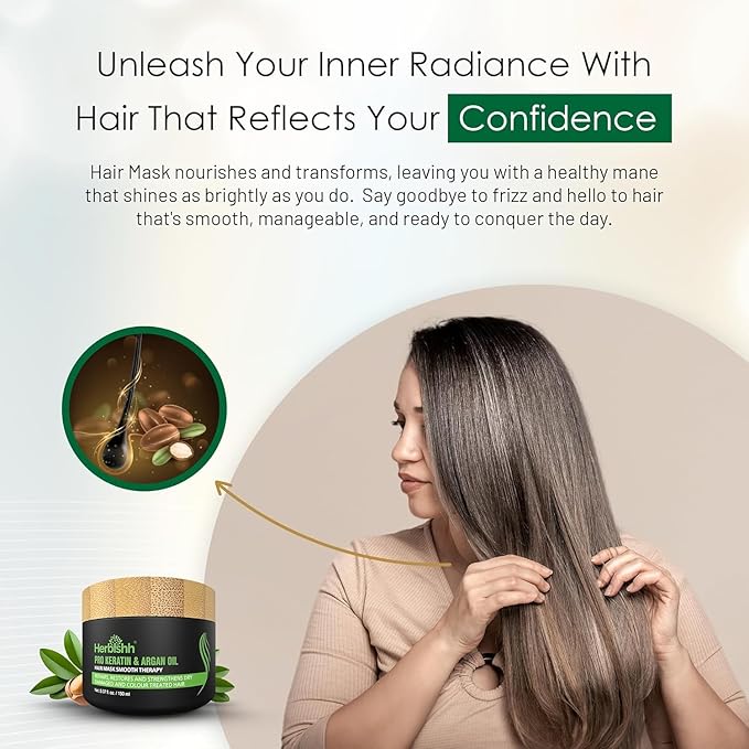 Herbishh Argan Hair Mask-Deep Conditioning & Hydration For Healthier Looking Hair for very Dry, Weak, Stressed Out Hair, No Sulphates, No Parabens (150 ml)