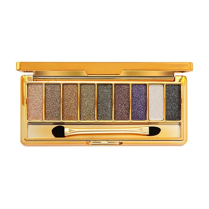 Glitter Eyeshadow Palette, 9 Colors Sparkle Shimmer and Matte Eye Shadow, Highly Pigmented Waterproof Long Lasting Makeup Set (Color 3)