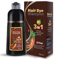 IIIMEIDU Hair Dye Shampoo 3 in 1 for Grey Coverage, Herbal Ingredients Shampoo Hair Dye for Women Men 500ml (Brown)