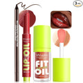 Brown Lip Liner Glitter Lip Gloss Oil Click Lip Balm, Hydrating Lipstick Tinted Lip Oil for Women Makeup Lightweight Non Sticky Liquid Lipstick Lip Liner Pencil Combo Set