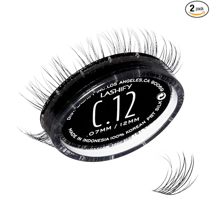 Lashify Curl 12mm Gossamer DIY Eyelash Extensions Refill, Black, Easy False Eyelashes for a Natural Look