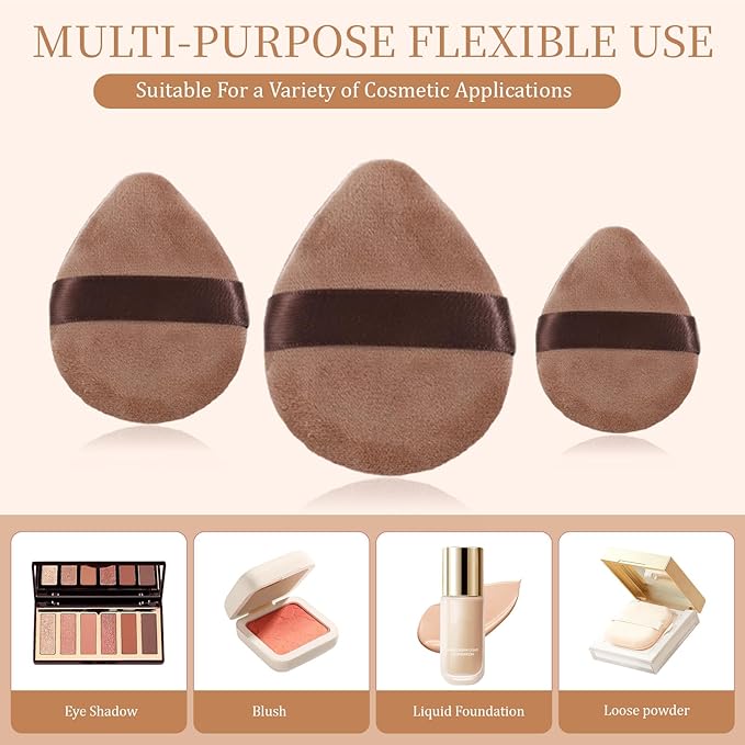 Giantree 6Pcs Mini Powder Puff, Setting Powder Puff, Mini Powder Finger Puff, Triangle Makeup Puff for Foundation Setting, Cushion Puff for Women Girls(Style B)