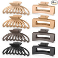 OPAUL Large Matte Square Nonslip Hair Claw Clips, 4.75" Strong Hold Big Neutral Hair Accessories for Long Hair for Women and Girls (8 Pack)