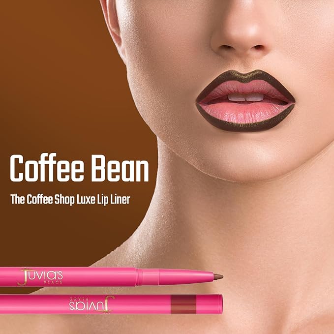 Juvia's Place Coffee Shop Luxe Lip Liner: Coffee Bean - Colorstay Matte Finish Lip Pencil, Makeup for Natural Long Lasting Beauty and Sensational Wear, Lip Stain Kiss Proof Cometics