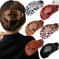 Atoden Large Flat Round Hair Clips Oval Claw Clips for Thick Medium Thin Hair 6Pcs Non Slip Strong Hold Barrettes Duckbill Accessories for Women Girls Leopard Tortoise Shell Color