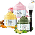 ANAI RUI 3 Pack Clay Mask Set Turmeric Vitamin C Clay Mask -Rose Facial Mask -Avocado Green Tea Mud Mask Smoothing, Hydration & Glow,Spa Gift Set, Self Care for Women Teens 2.5 oz Each
