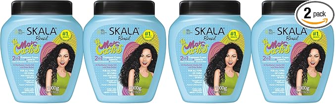 SKALA Mais Cachos for hair type 3ABC - 2 IN 1 Conditioning Treatment Cream & Cream To Comb 70.4oz, BLUE (Pack of 2)