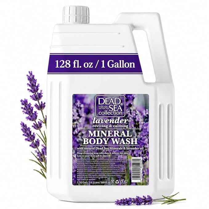 Dead Sea Collection Lavender Body Wash Refill for Women and Men – Bulk Size with Dead Sea Minerals and Lavender Oil – Cleanses and Moisturizes Skin (128 fl. oz)