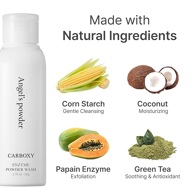 Angel’s Powder Enzyme Powder Cleanser for Face – Gentle Exfoliating Facial Wash for Sensitive Skin, Korean Skincare, pH 5.5, 1.76 oz
