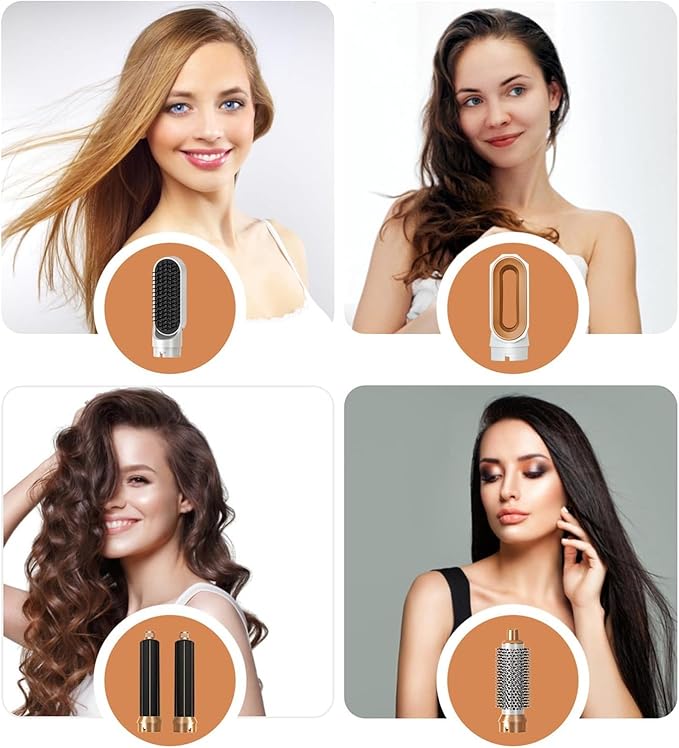 Hair Dryer Brush 5 in 1, Negative Ion Blow Dryer Brush Set - 110,000 RPM High- Speed Hot Air Brush Air Styler Curling Wrap Air Curler,Curling Iron Hair Styling Tools for Straight Curl Drying Smoothing