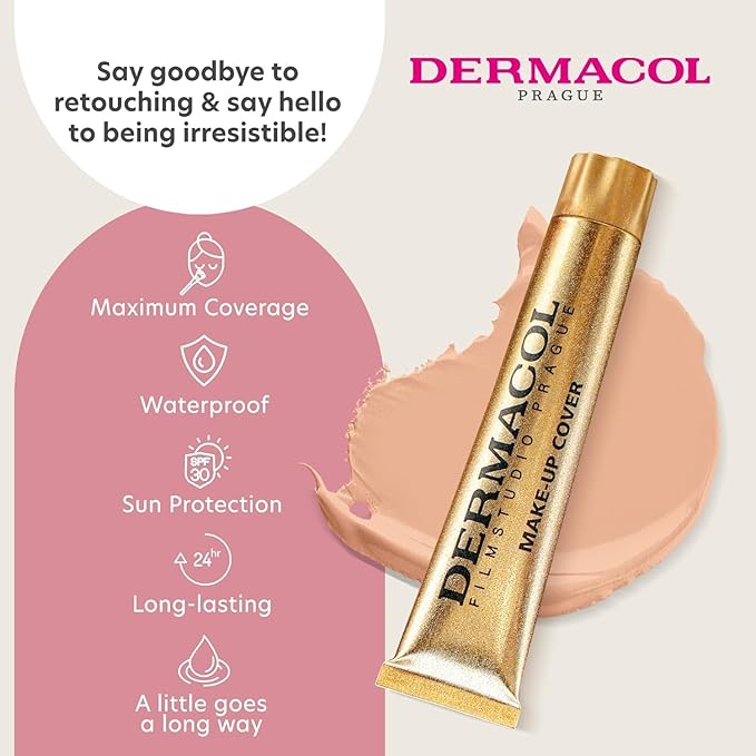 Dermacol - Mini Full Coverage Foundation 13g, Liquid Makeup Matte Foundation with SPF 30, Waterproof Foundation for Oily Skin, Acne, & Under Eye Bags, Long-Lasting Makeup Products Shade- 207