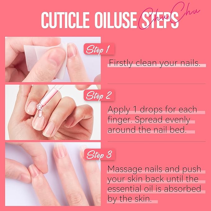CHUCHU Vegan Cuticle Oil for Nail: Watermelon Scent Natural Vitamin B & E Nail Oil - Hydrates Moisturizes Repairs for Nails Damage Dry Cuticle 0.51 Fl Oz