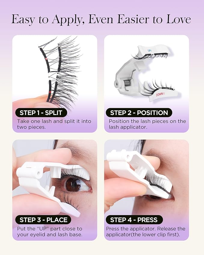 BEYELIAN Magnetic Eyelashes with Applicator, Soft Magnetic Lashes Natural Look Comfortable & Secure Fit Easy to Apply Reusable CS104-2