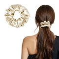 ZLYC 100% Mulberry Silk Scrunchie 19 Momme Gentle Creaseless Hair Tie for Women Dent-Free Ponytail Holder, 3.5cm Solid Beige