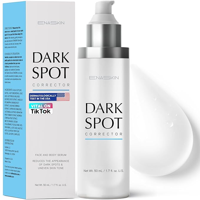 EnaSkin Dark Spot Remover for Face and Body: Advanced Formula Spot Corrector Cream to Fade Age Spots, Sun Spots, Freckles, Melasma, and Brown Spots for Women and Men (1.7 Oz)