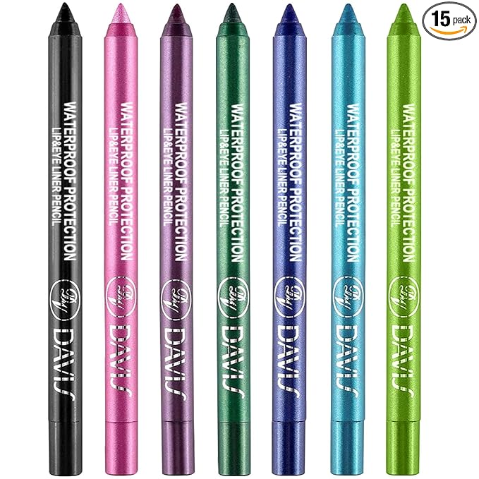 LemonSac 7 Colorful Eyeliner Pen Set, Eye Shadow Pencil, Pearl Eyeliner Kit Metallic Glitter Eye liner Pencil for Women Eye&Lip Liner Professional Eye Makeup Set Colorful Eye Color (7PCS B)