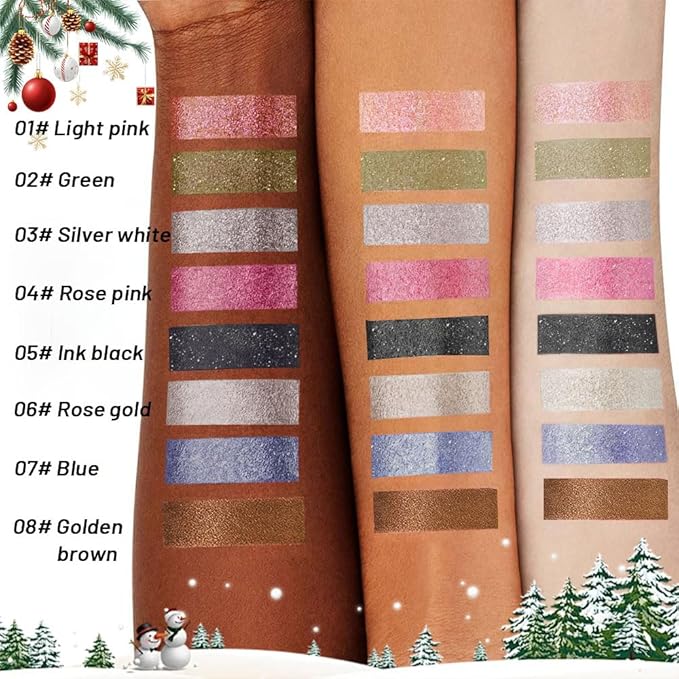 WanTuoluo Sparkly Eyeshadow Palette for Women, Single Monochrome Eye Shadow Makeup, Shiny Pressed Cream Powder, Blendable Natural sombras para ojos, Holographic,Vegan,Travel (05-Glitter-Ink Black)