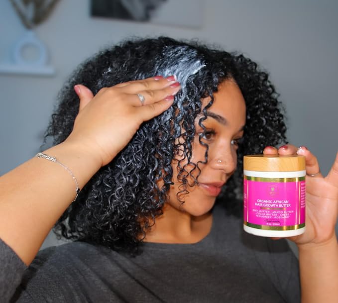 Chebe Hair Growth and Thickening Butter - Ayurvedic Deep Conditioner with Shea, Cocoa, Mango Butter, Fenugreek, and Rosemary for All Hair Types, 8 oz
