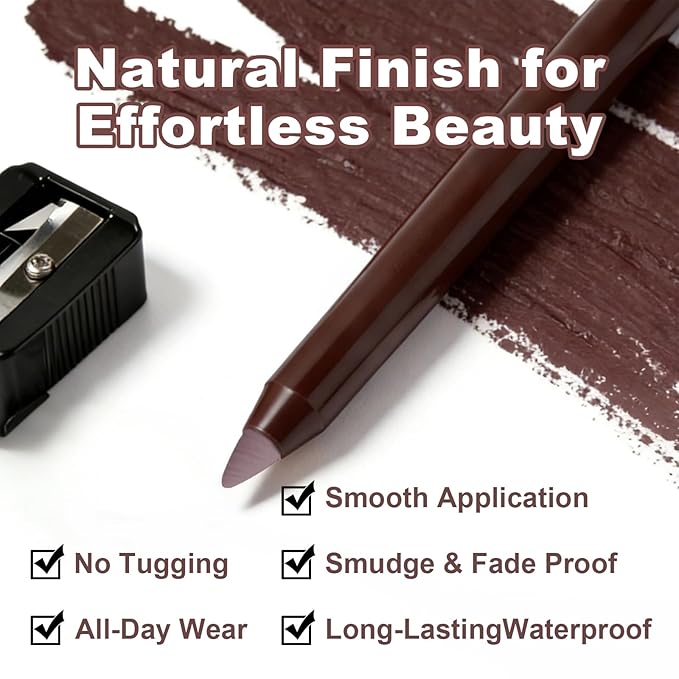 Plum&Black Gel Eyeliner Set 2PCS,Smudge-proof Waterproof Long Lasting Plum Eye Liner, High-Pigmented Smooth Creamy Formula for Mature Women, Eyes Makeup Pen Includes Sharpener