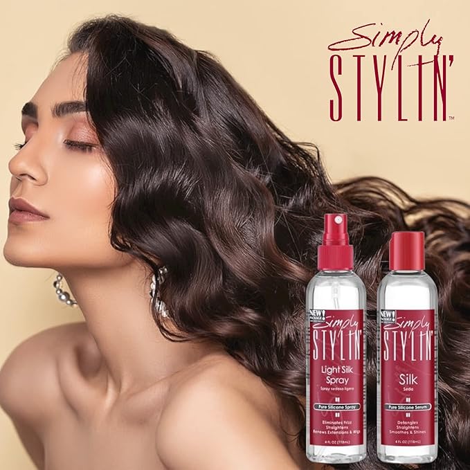 Simply Stylin' Silk Serum - Anti-Frizz Heat Protectant for Women - Pure Silicone Serum for Dry and Frizzy Hair - Detangler - 4 fl oz