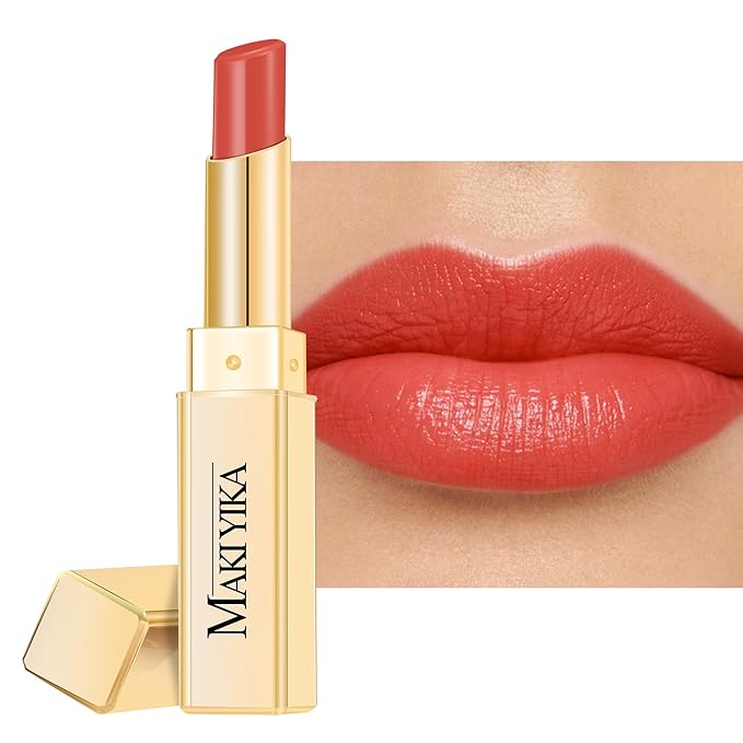 MAKI YIKA Moisture Coral Red Lipstick for Women Hydrate Tinted Lip Balm for Mother's Day Dry Cracked Lips Sheer Lipstick Lip Tinted Glossy Finish,MA053 Coral Red